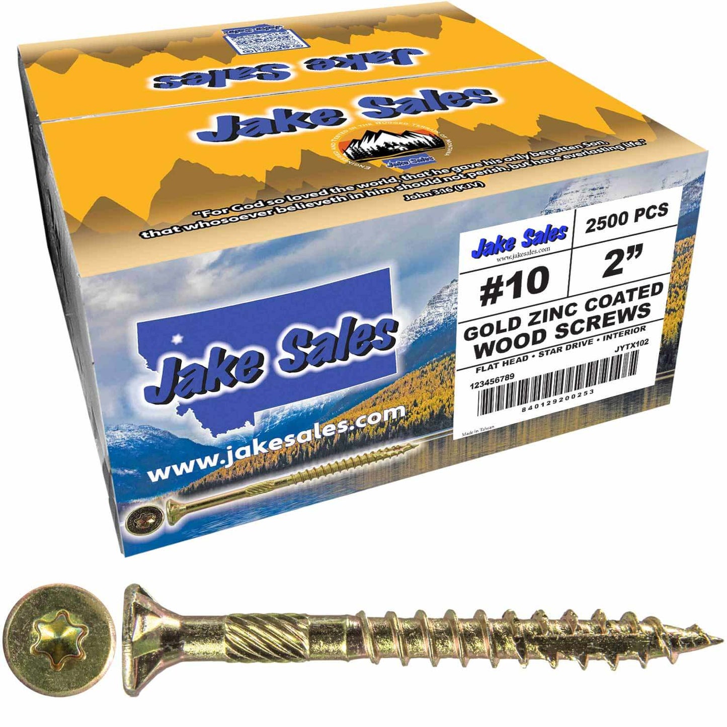 #10 Gold Star/Torx Drive Zinc Coated T-25 Flat Head Wood Screws