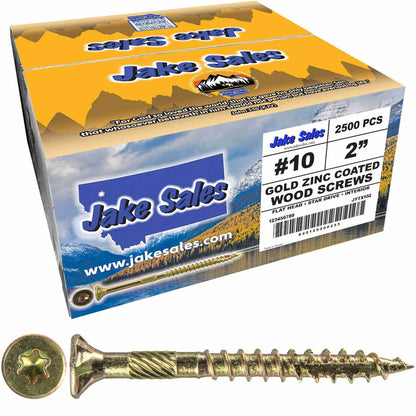 #10 Gold Star/Torx Drive Zinc Coated T-25 Flat Head Wood Screws