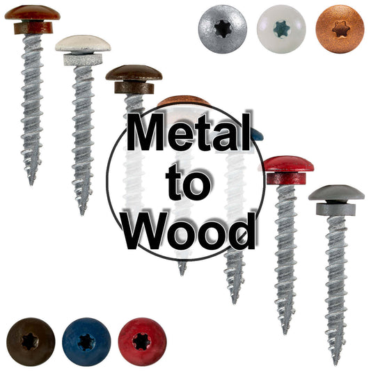 10 x 1-1/2” LOW PROFILE Star Head Roofing Screws - HI-LO Thread - Metal To Wood - T25 Torx Drive Head - EPDM washer