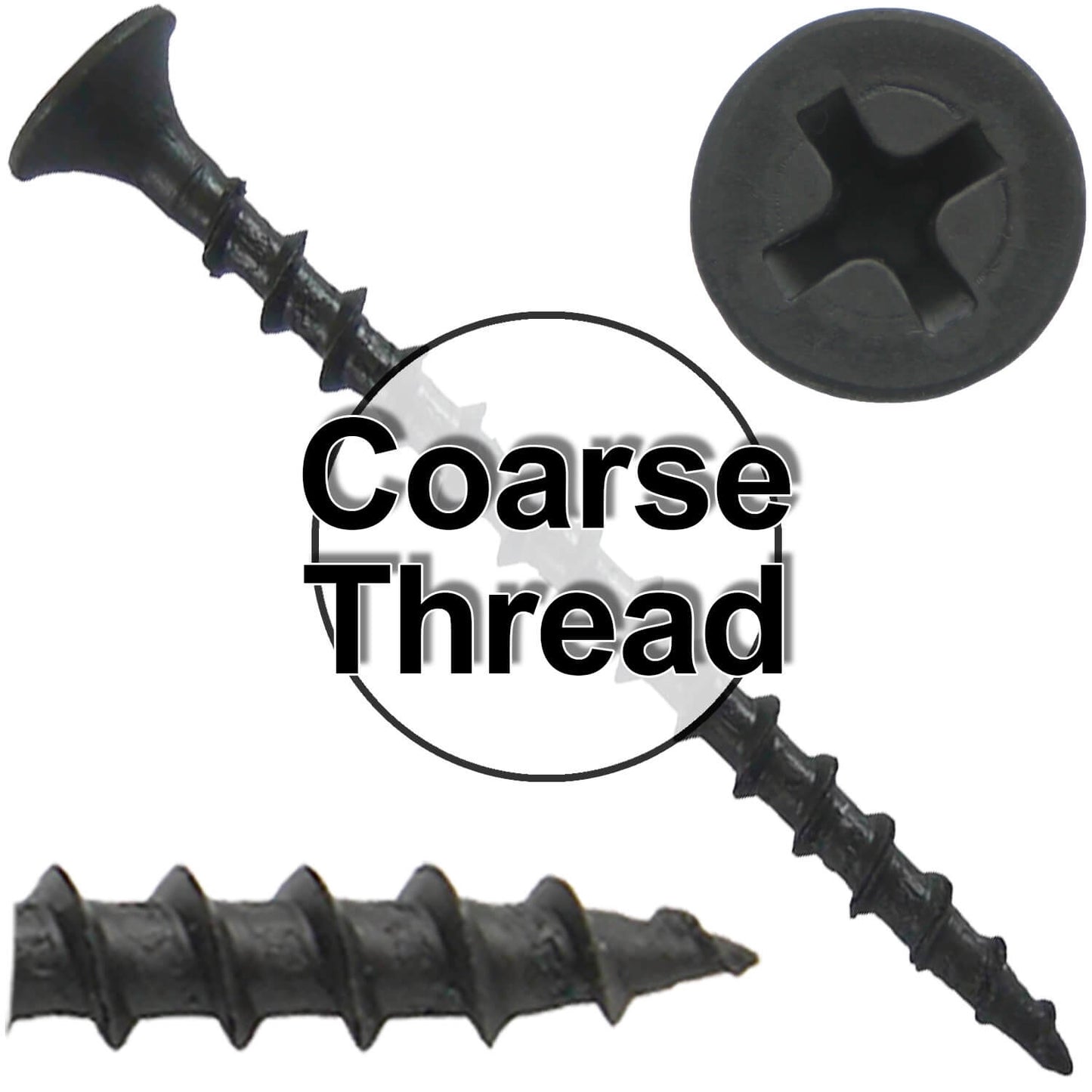Gray Phosphate Coarse Thread Drywall Screws - Drywall, Gypsum board, Sheet rock, Plasterboard Screws. Use for all purpose wood screws.