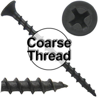 Gray Phosphate Coarse Thread Drywall Screws - Drywall, Gypsum board, Sheet rock, Plasterboard Screws. Use for all purpose wood screws.