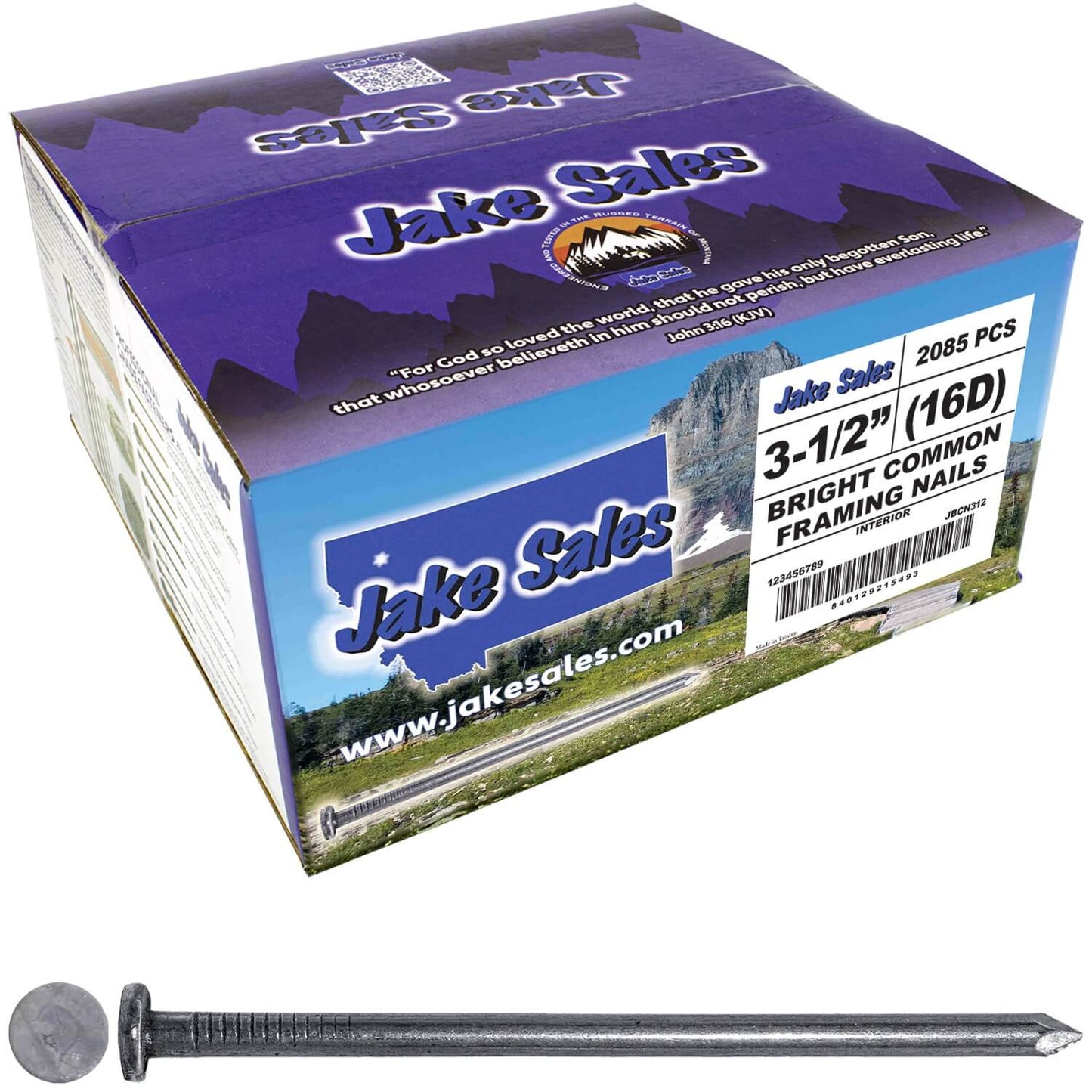 Bright Common Framing Nails - Heavy-Duty Fastener Designed for Interior Construction Applications - Uncoated Carbon Steel with Smooth Shank - Load Bearing Strength