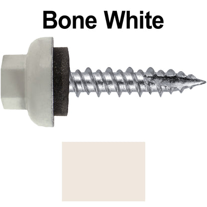 #10 X 1" HI-LO Zinc Aluminum Cap Metal Roofing Screws - Hex Washer Head - Self starting/self tapping - EPDM washer. Colored head.