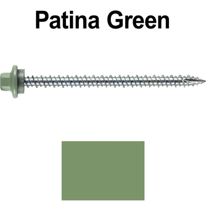 10 x 3” - STAINLESS HEX / ZINC Sheet Metal Roof Screw. Self starting metal to wood siding screws. EPDM washer. Colored head.