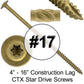 #17 Construction Lag Screw Exterior Coated Torx/Star Drive Heavy Duty Structural Lag - Modified Truss Washer Head