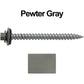 12 x 2-1/2" Metal ROOFING SCREWS - Hex Washer Head - Self starting/self tapping - EPDM washer. Colored head.