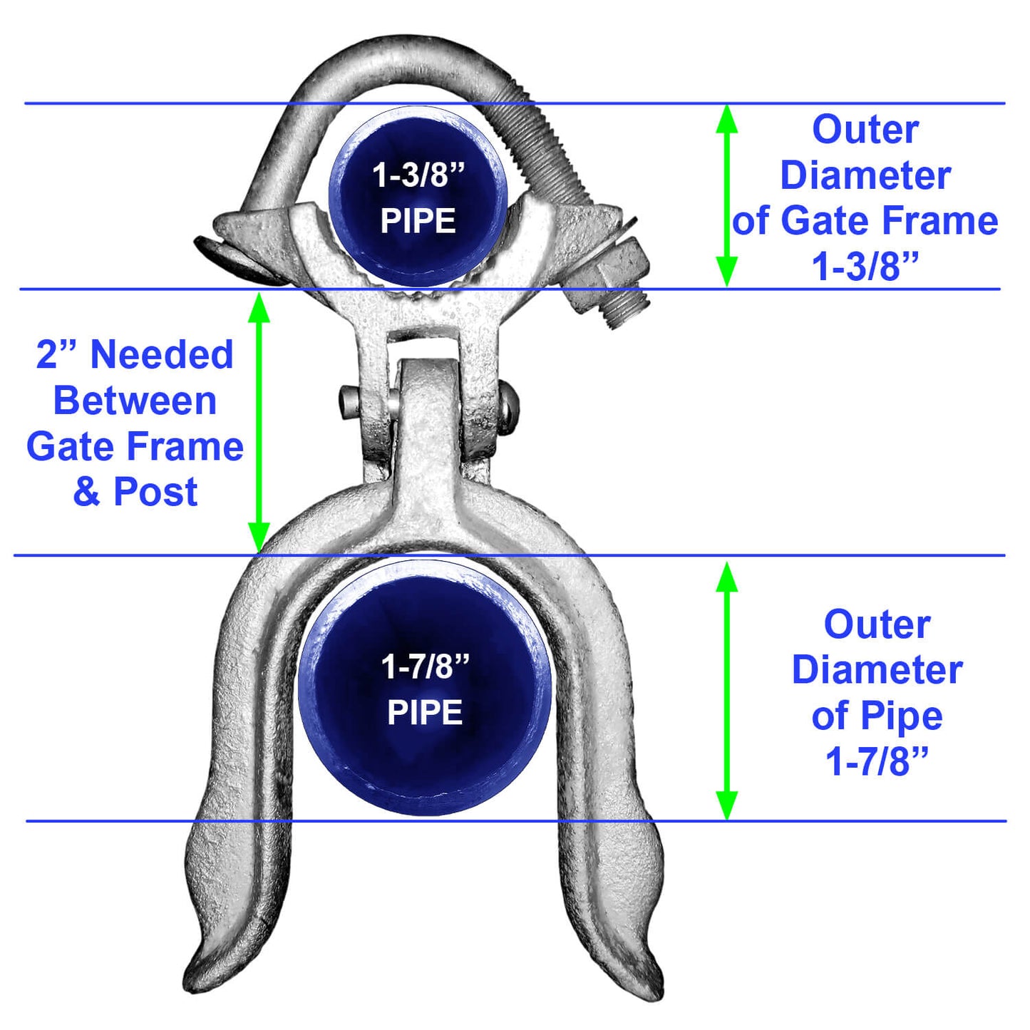 Chain Link Fence Gate Fork Latch - Commercial Heavy Duty - Malleable - Galvanized Gate Latch With Hole for Padlock