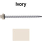 10 X 3" Zinc Aluminum Cap MINI-DRILLER Roofing Screws HI-LO THREAD Zinc Plated Carbon Steel Shank - EPDM Washer - Colored head
