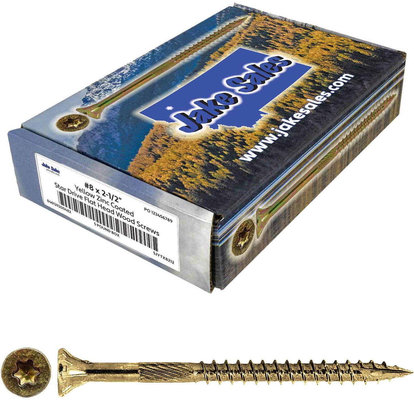 #8 Yellow Zinc Coated General Purpose Wood Screws. Torx/Star Drive Head - Multipurpose Torx/Star Drive Wood Screws