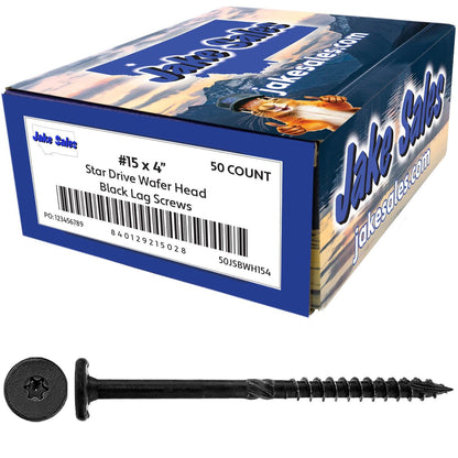 #15 Black Wafer Head Structural Lag Screws. Used for Log Construction, Timber Framing, Laminated Beams and Pole Barns Among Other Uses. T-30 Torx/Star Drive