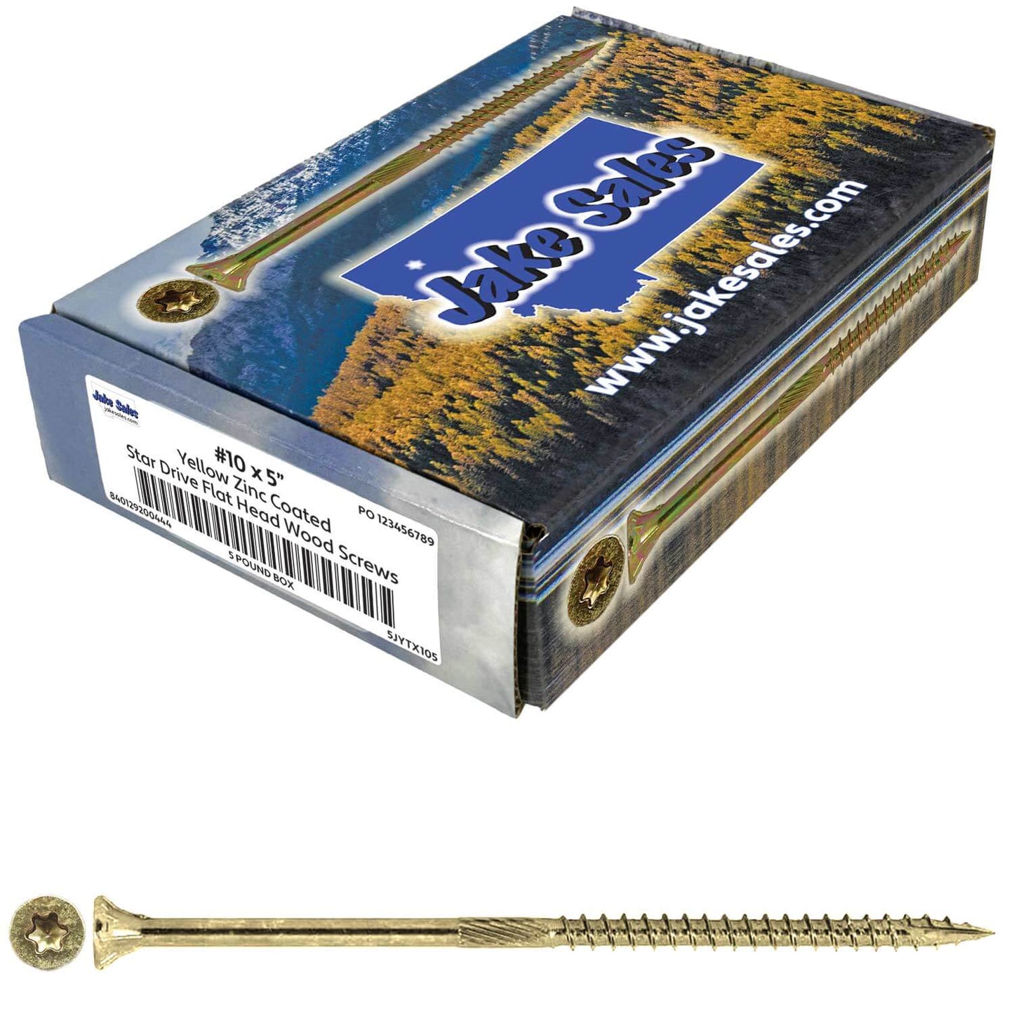 #10 Gold Star/Torx Drive Zinc Coated T-25 Flat Head Wood Screws