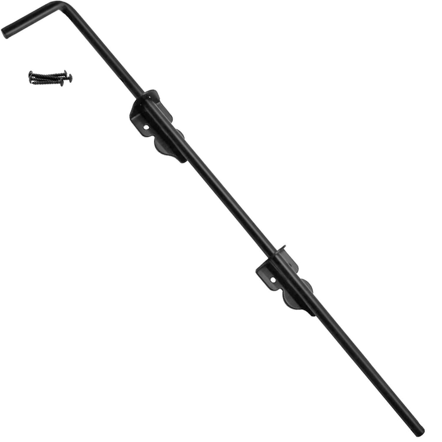 Wood Gate Drop Rod (AKA Cane Bolt, Drop Pin) - 24" Wood Fence Gate Rod for Holding Gate to the Ground BLACK