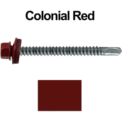 #12 X 3" Metal to Metal Type #3 Roofing Screws - Hex Washer Head - Self starting/self tapping - 5/8" EPDM washer. Colored head.