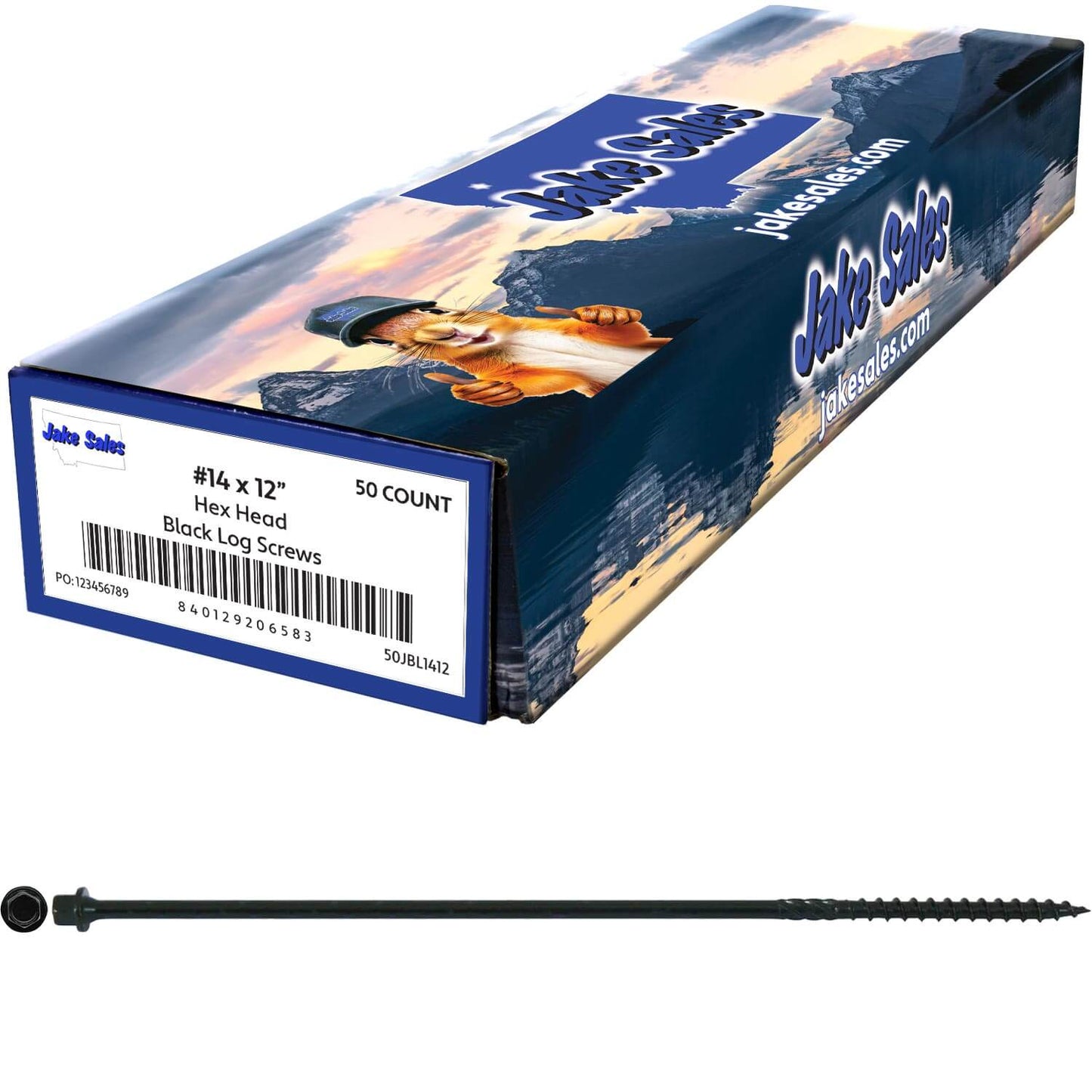 #14 Heavy-Duty Black Timber, Log & Structural Wood Screws - Exterior Coated - Use for Fastening Ledger Boards, Large Timbers, Logs and more.