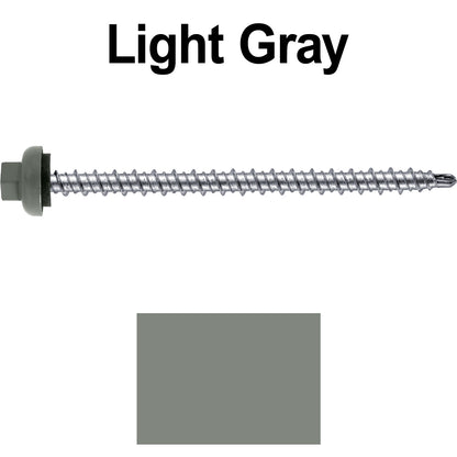 10 X 3" Zinc Aluminum Cap MINI-DRILLER Roofing Screws HI-LO THREAD Zinc Plated Carbon Steel Shank - EPDM Washer - Colored head
