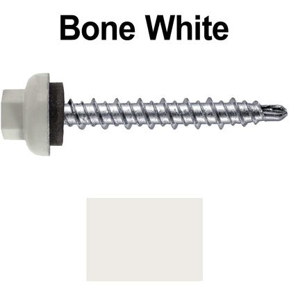 10 X 1-1/2” Zinc Aluminum Cap MINI-DRILLER Roofing Screws HI-LO THREAD Zinc Plated Carbon Steel Shank - EPDM Washer - Colored head