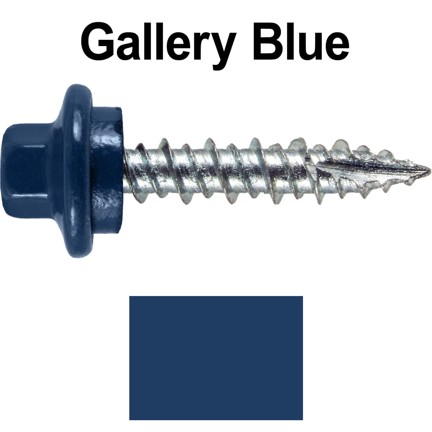 10 x 1" - STAINLESS HEX / ZINC Sheet Metal Roof Screw. Self starting metal to wood siding screws. EPDM washer. Colored head.