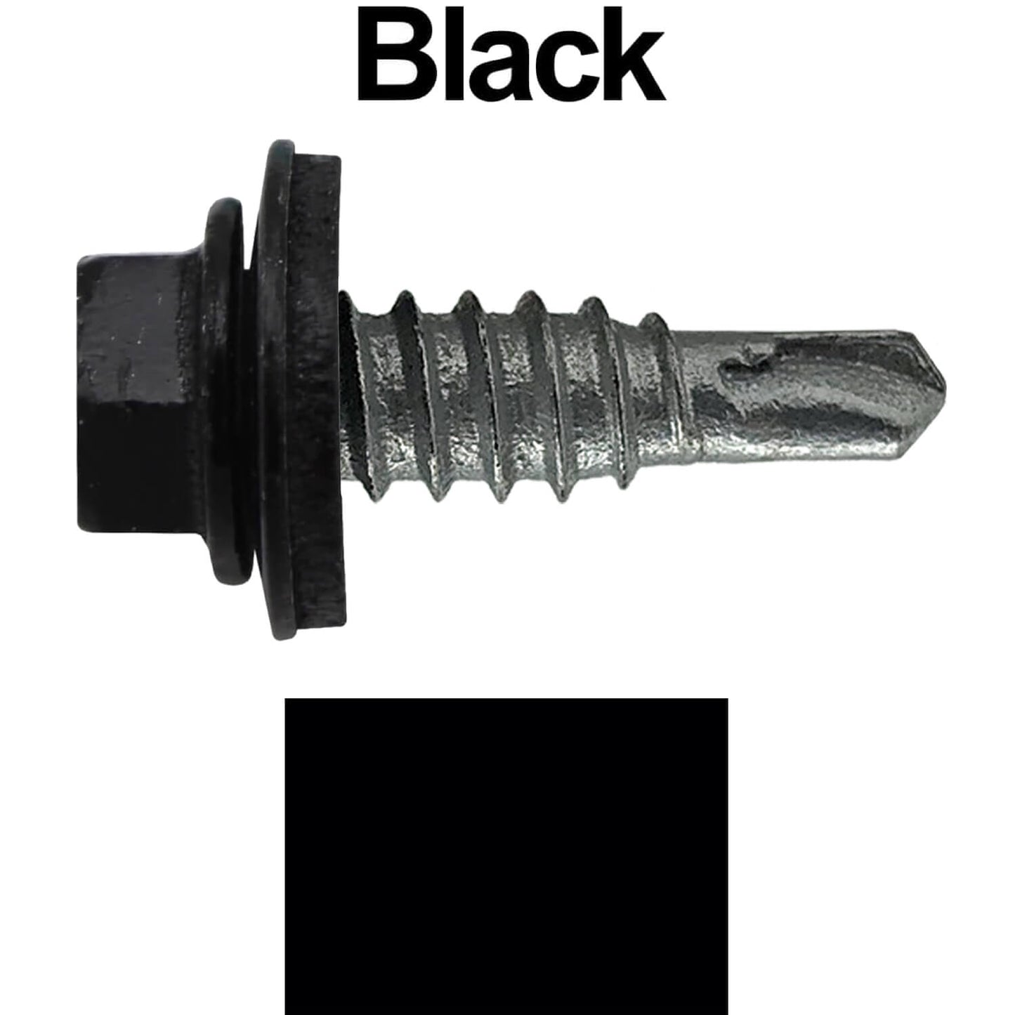 #14 x 7/8" Stitch Tek Metal to Metal Type #1 Roofing Screws - Hex Washer Head - Drill Point - 9/16" EPDM washer.