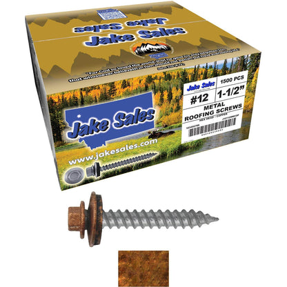 #12 x 1-1/2"  RE-GRIP METAL ROOFING SCREWS - Hex Washer Head - Self starting/self tapping - EPDM washer. Colored head.