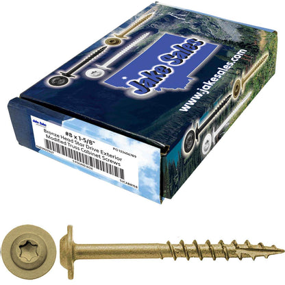 #8 Bronze Star Exterior Coated Modified Truss Head Cabinet Wood Screw Torx/Star Drive Head - Multipurpose Exterior Coated Torx/Star Drive Wood Screws