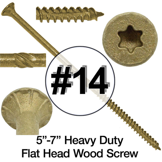 #14 Bronze Exterior Coated Wood Screws - Extra Long Bronze Wood Screw with Torx/Star Drive Head - Multipurpose Torx/Star Drive Wood Screws