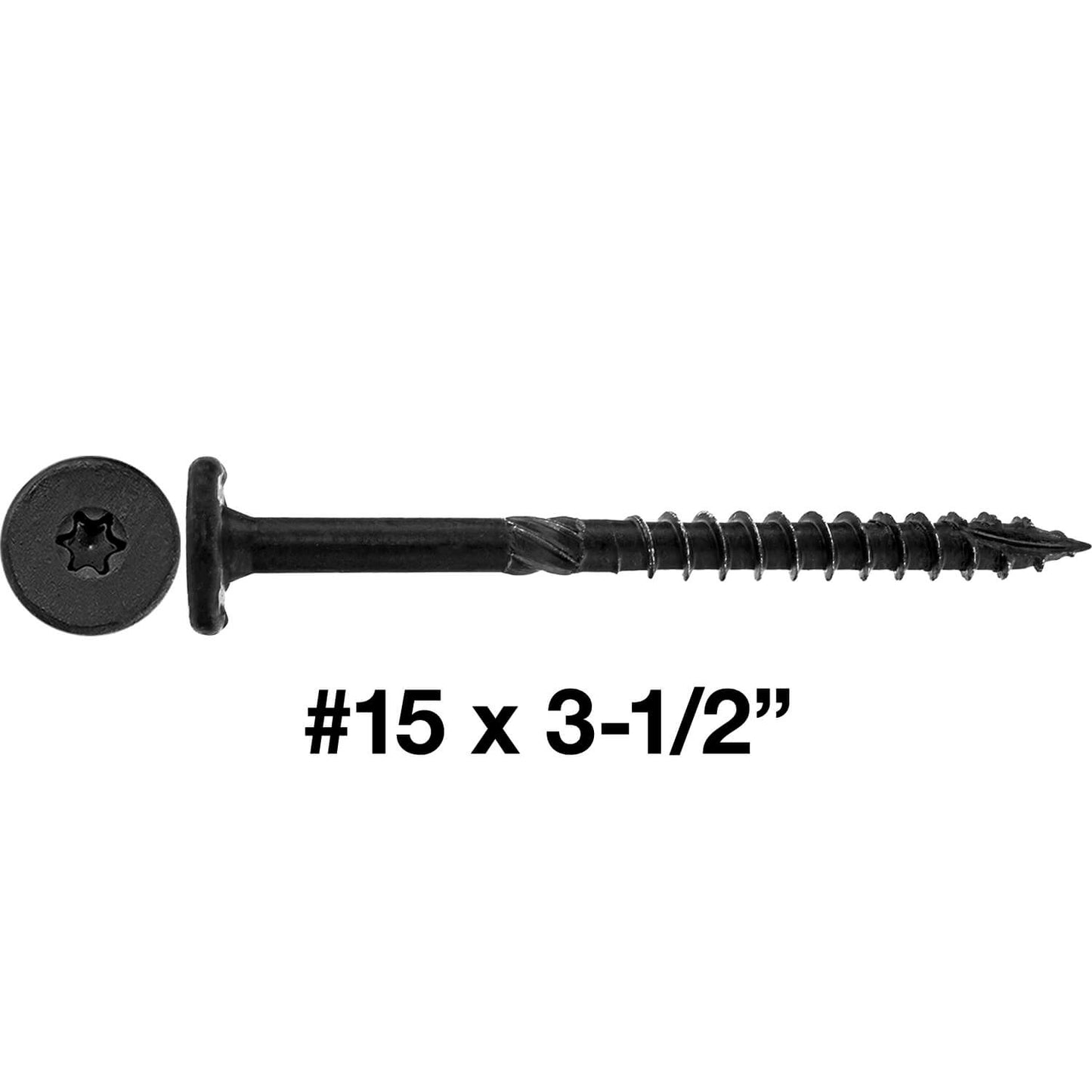 #15 Black Wafer Head Structural Lag Screws. Used for Log Construction, Timber Framing, Laminated Beams and Pole Barns Among Other Uses. T-30 Torx/Star Drive