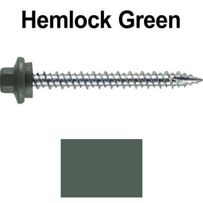 10 x 2” - STAINLESS HEX / ZINC Sheet Metal Roof Screw. Self starting metal to wood siding screws. EPDM washer. Colored head.