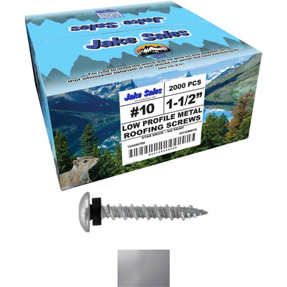 10 x 1-1/2” LOW PROFILE Star Head Roofing Screws - HI-LO Thread - Metal To Wood - T25 Torx Drive Head - EPDM washer