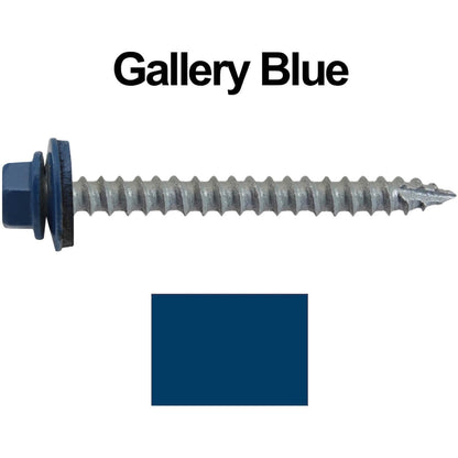 #14  x 2-1/2" Metal ROOFING SCREWS - Hex Washer Head - Self starting/self tapping - EPDM washer. Colored head.