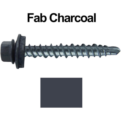 #10 x 1" Mini Driller Sheet Metal Roofing Screw - Hex Washer Head -  Self starting metal to wood siding screws. EPDM washer. Colored head.
