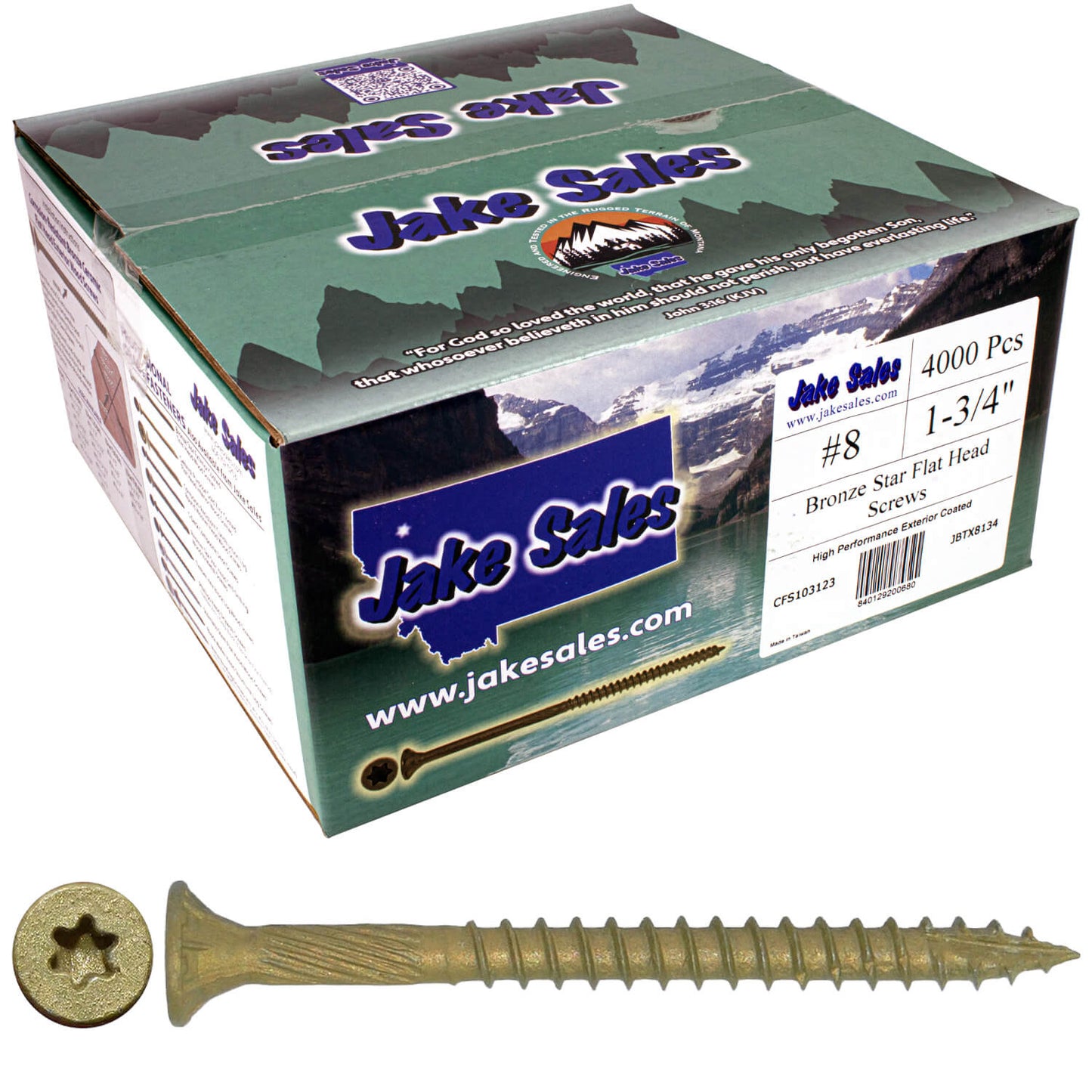 #8 x 3/4" - 2" Bronze Exterior Coated Wood Screw Torx/Star Drive Head - Multipurpose Exterior Coated Torx/Star Drive Wood Screws