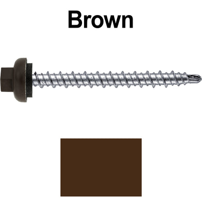 10 X 2” Zinc Aluminum Cap MINI-DRILLER Roofing Screws HI-LO THREAD Zinc Plated Carbon Steel Shank - EPDM Washer - Colored head