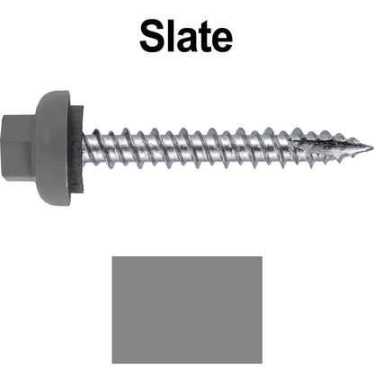 10 X 1-1/2" HI-LO Zinc Aluminum Cap Metal Roofing Screws - Hex Washer Head - Self starting/self tapping - EPDM washer. Colored head.