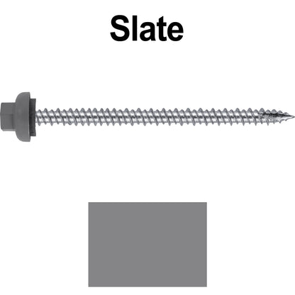 10 X 3“ HI-LO Zinc Aluminum Cap Metal Roofing Screws - Hex Washer Head - Self starting/self tapping - EPDM washer. Colored head.