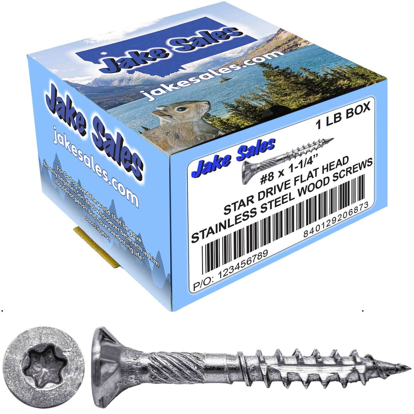 #8 Torx/Star Drive Head - 300 Grade Stainless Steel Torx/Star Drive Wood Screws - Silver Star Stainless Steel Wood Screw