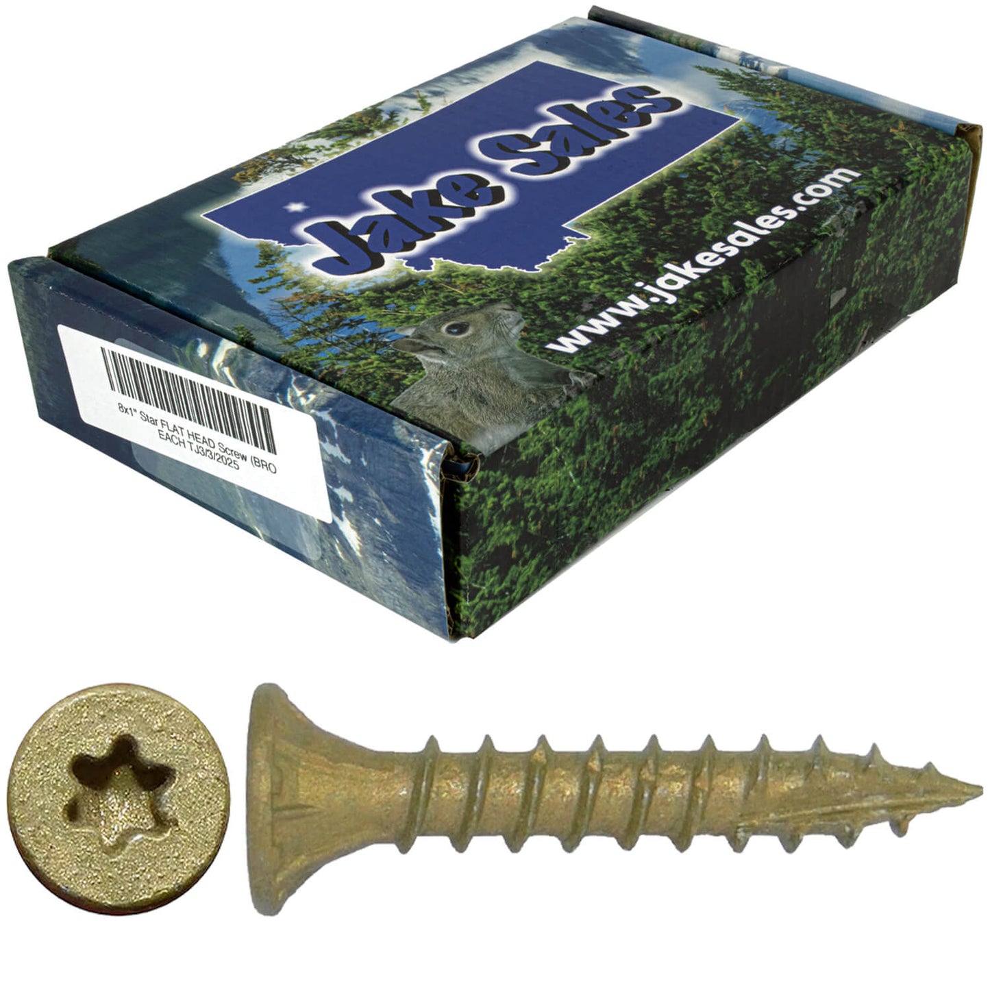 #8 x 3/4" - 2" Bronze Exterior Coated Wood Screw Torx/Star Drive Head - Multipurpose Exterior Coated Torx/Star Drive Wood Screws