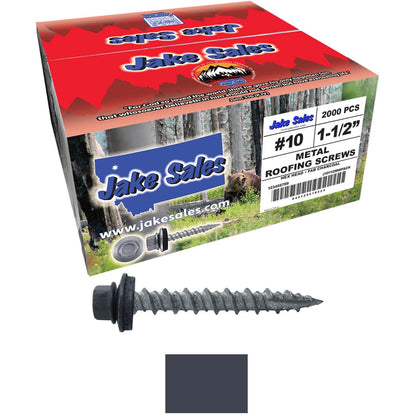 #10 x 1-1/2" Metal ROOFING SCREWS - Hex Washer Head - Self starting/self tapping - EPDM washer. Colored head.