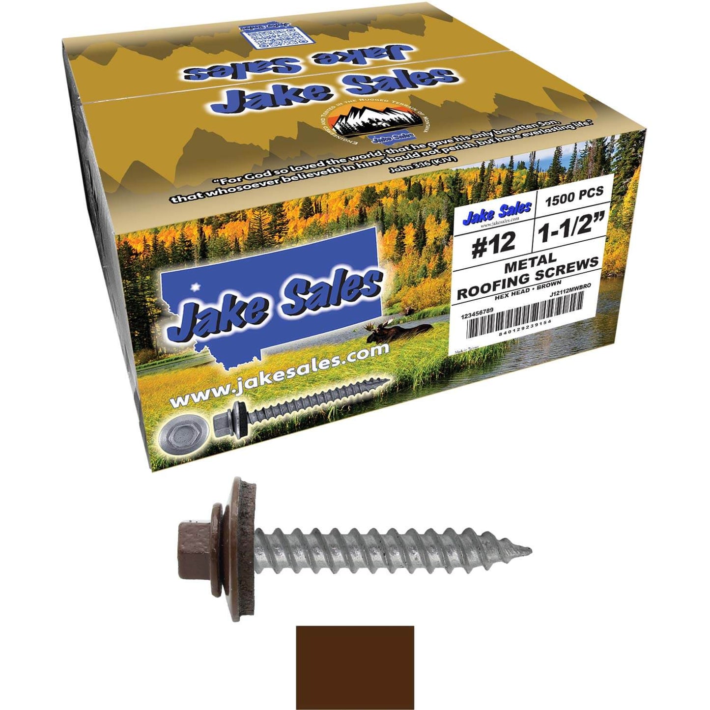 #12 x 1-1/2"  RE-GRIP METAL ROOFING SCREWS - Hex Washer Head - Self starting/self tapping - EPDM washer. Colored head.