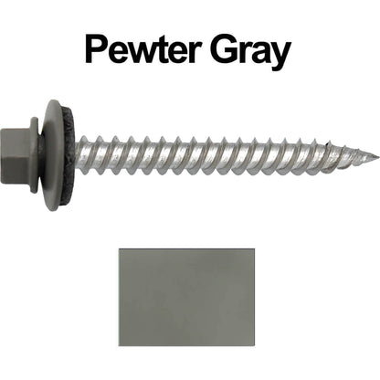 12 x 2"  Stainless Steel Metal Roofing Screw - Hex ReGrip Washer Head - Self starting/self tapping - EPDM washer. Colored head.