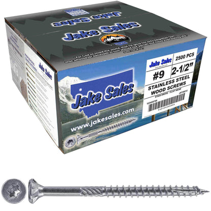 #9 Silver Star Stainless Steel Wood Screw Torx/Star Drive Head - Grade 300 Series Stainless Steel Torx/Star Drive Wood Screws
