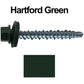 #10 x 1-1/2" Mini Driller Sheet Metal Roofing Screw - Hex Washer Head -  Self starting metal to wood siding screws. EPDM washer. Colored head.