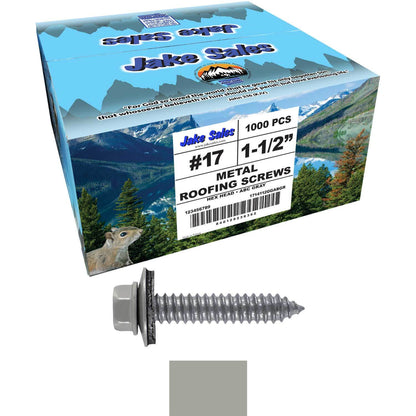 17 x 1-1/2 Metal Roofing Screws - Metal Panel to Metal Purlins and Recovery Screws - Hex Washer Head - EPDM washer.