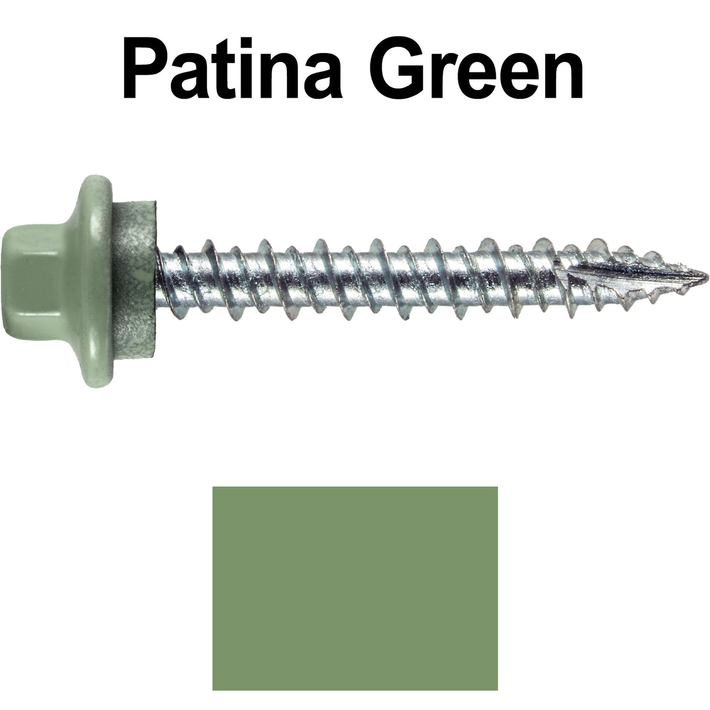 10 x 1-1/2" - STAINLESS HEX / ZINC Sheet Metal Roof Screw. Self starting metal to wood siding screws. EPDM washer. Colored head.