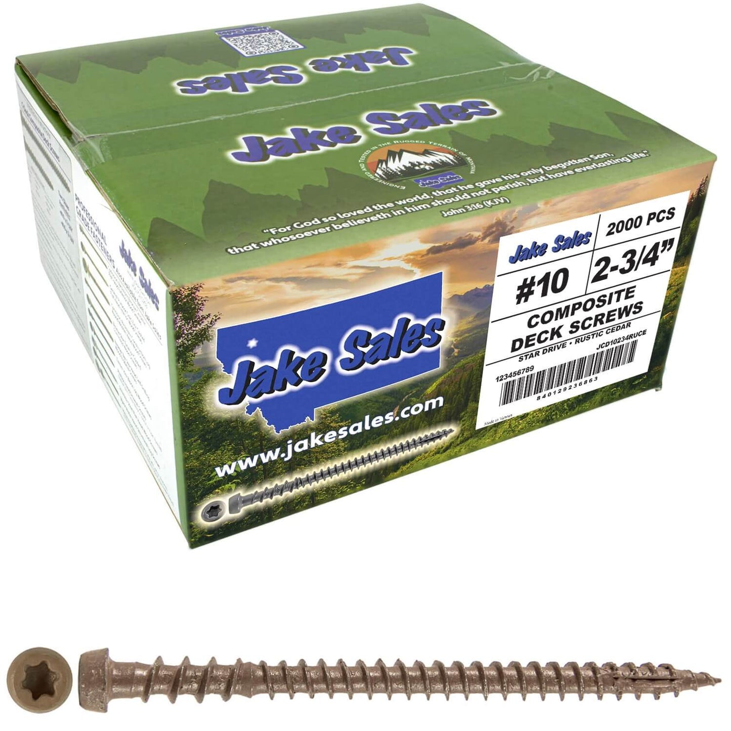 #10 x 2-3/4" Colored Composite Decking Wood Screws with Torx/Star Drive Head (T20 Bit), Exterior Coated, Compatible with Pressure Treated and ACQ Lumber
