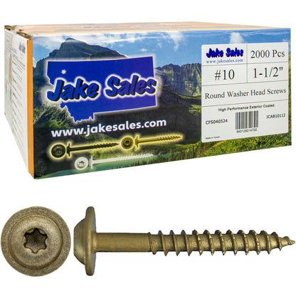 #10 Round Washer (Modified Truss) Head Screw Torx/Star Drive Head Wood Screw, Multipurpose Wood Screws for Construction, Cabinets and Furniture.