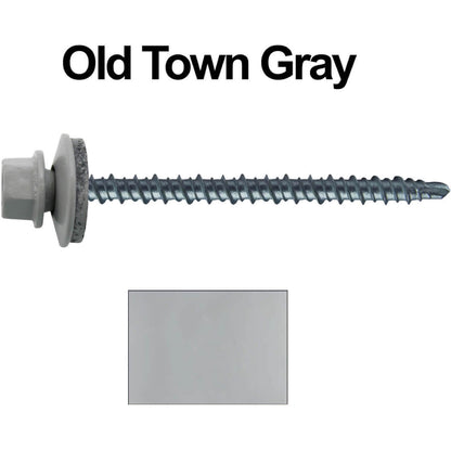 #10 x 3" Mini Driller Sheet Metal Roofing Screw - Hex Washer Head -  Self starting metal to wood siding screws. EPDM washer. Colored head.