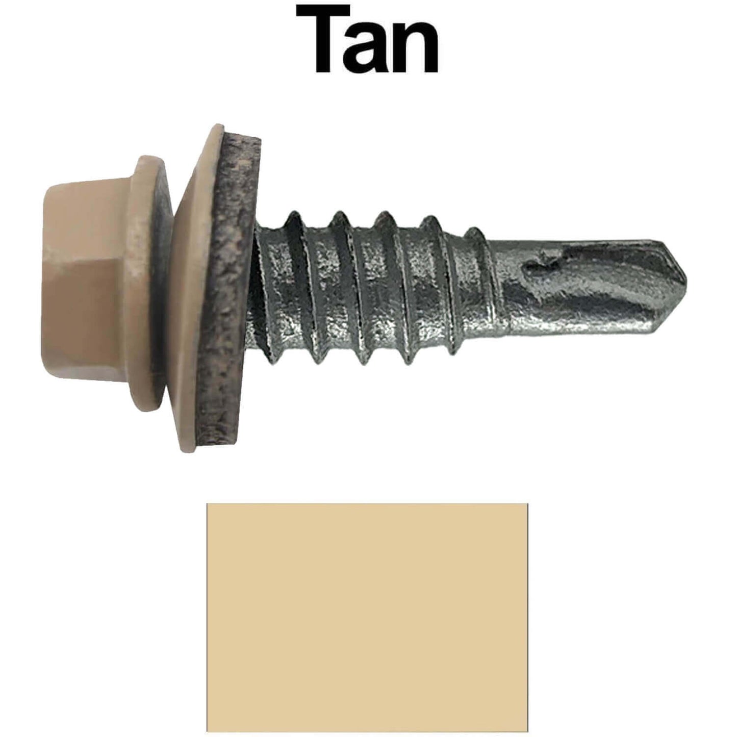 #14 x 7/8" Stitch Tek Metal to Metal Type #1 Roofing Screws - Hex Washer Head - Drill Point - 9/16" EPDM washer.