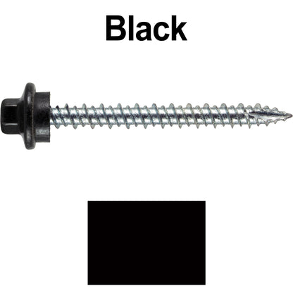 10 x 2” - STAINLESS HEX / ZINC Sheet Metal Roof Screw. Self starting metal to wood siding screws. EPDM washer. Colored head.