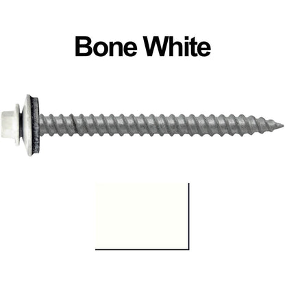 #12 x 2-1/2" RE-GRIP METAL ROOFING SCREWS - Hex Washer Head - Self starting/self tapping - EPDM washer. Colored head.