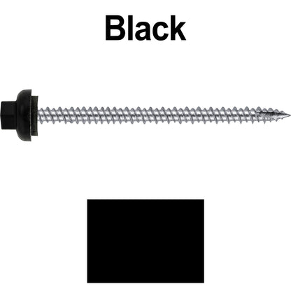 10 X 3“ HI-LO Zinc Aluminum Cap Metal Roofing Screws - Hex Washer Head - Self starting/self tapping - EPDM washer. Colored head.